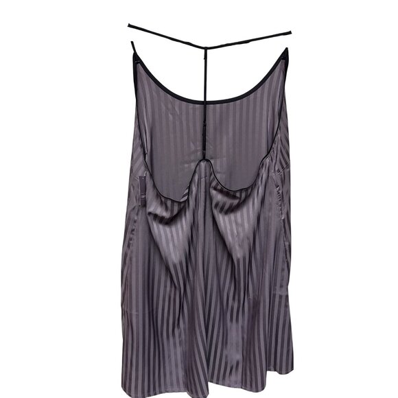 Auden Women's Sleep Lounge Shirt Deep Purple Stripe T-Back Satin Plus 1X NEW - Picture 2 of 8